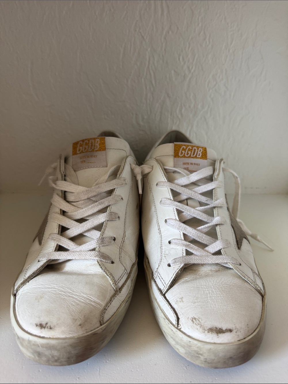 Golden Goose White Leather Low-Top Sneaker with Leopard Heel and Gold Details - Picture 4 of 8